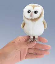 NEW PLUSH SOFT TOY Folkmanis 2645 Barn Owl Finger Puppet 10cm