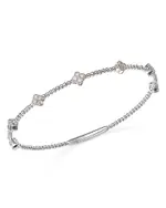 Bloomingdale's Fine Collection Diamond Cluster Beaded Bangle Bracelet in 14K White Gold, 0.40 tcw