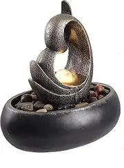 Teamson Home 22.5 cm Abstract Tabletop Water Fountain with LED Lights, Black