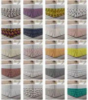 Ambesonne Vintage Bedskirt Elastic Wrap Around Skirt Gathered Design