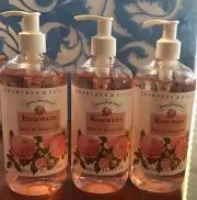 3 Crabtree and Evelyn Rosewater Bath and Shower Gel 16.9 oz Each