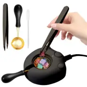 Electric Wax Seal Warmer, Black Wax Seal Kit with Spoon and Tweezers Great Tool