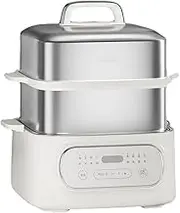 2-Tier Stainless Steel Food Steamer,1000W Electric Steamer, Multifunction Vegetable Steamer, Double Tiered Stackable Baskets, Steam and Boil, 24H Appointment, 8 Major Function Menus