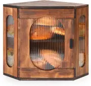 Sunhoo Bread Box for Kitchen Countertop Corner Storage Wooden brown