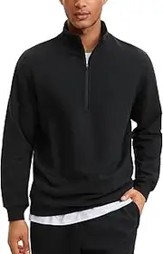 [CRZ YOGA] Fleece Lined Half Zip Sweatshirts for Men Mock Neck Pullover Sweatshirt Casual Workout Daily Sweaters