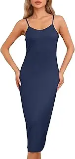 [cheibear] Womens Nightgown Modal Sleeveless Chemise Spaghetti Strap Dress Summer Full Slip Sleep Dress