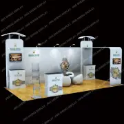 20ft Custom Trade Show Booth Displays with Archway Stand TV Mount Counter Lights