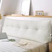 WUIOYNF Large Triangular Headboard Wedge Pillow Soft and Supportive Headboard Backrest Positioning Support Bolster Cushion, Bed Wedge Pillow with Removable Cover(White,King,76x8x20inch)