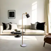 Marisol Floor Lamp in Black and Antique Brass