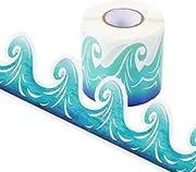 Self Adhesive Ocean Waves Bulletin Board Trim Sticker, Turquoise Blue Classroom Decorations for School, Desk, Home - 49.2 Feet