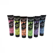 6 x 15ml Uv Neon Face & Body Pearlescent Paints With Free Blacklight