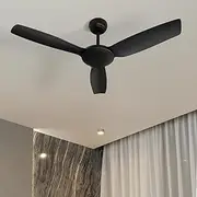 Vevare 52" Ceiling Fan with Remote Control, Fan with 3 ABS Blades 5 Speed DC Motor, Flush Mount Ceiling Fan for Bedroom, Kitchen, Living Room, Black