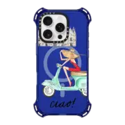 iPhone 16 Pro Bounce Case MagSafe Compatible Ciao- Vespa Girl Milan Italy (fashion illustration transparent case)