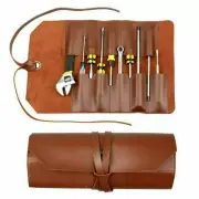 Leather Tool Roll Up Pouch -Leather Tool Pouch Wrench Roll Chisel Bag Tool New