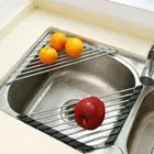 Foldable Stainless Steel Dish Drainer Over Sink Roll-Up Dish Drying Draining Mat