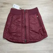 Prana Esla Skirt Puffy Fleece Lined Zip Front Maroon Womens Small NWT