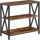 Sofa Table, Industrial Console Table, 3-Tier Narrow Side Table with Open Shelves