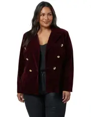 [Pink Dusk] Take A Vow Velvet Blazer in Burgundy