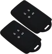 SING F LTD 2Pcs Car Remote Control Key Cover Compatible with Renault Megane Clio Captur 4 Button Car Key Smart Key with Built-in Eyelet Silicone Black Car Key Accessories