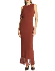 [Sass & Bide] Vega Fringe Trim Knit Dress in Brown