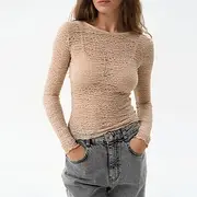 Women's Blouse Solid Color Modern Casual Long Sleeve Crew Neck Regular Tops Daily Going out Black Khaki Light Blue Summer