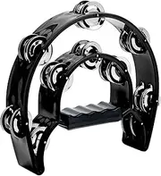 Musfunny Tambourine Double Row Metal Jingles Hand Held Percussion Half-Moon Tambourines Musical Instrument Gifts for Kids, Adults, Party - Black