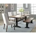 Maklaine 6-piece Rectangular Wood Dining Set Natural Honey and Dark Brown