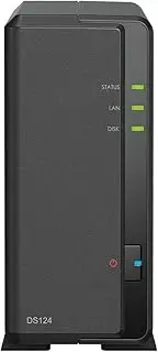 Synology DS124 1-Bay Diskstation NAS (Realtek RTD1619B 4-Core 1.7 GHz 1GB DDR4 RAM 1xRJ-45 1GbE LAN Port) 4 TB Bundle with 1 x 4 TB WD Red Plus HDD (WD40EFPX - 68C6CN0)