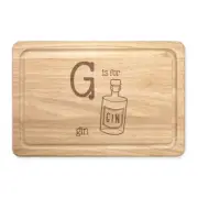 Letter G Is For Gin Rectangular Wooden Chopping Board - Funny Tonic Alphabet
