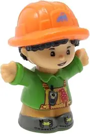 Fisher-Price Replacement Part for Collectible Little People Construction Site Bulldozer Playset GWD14 - Replacement Koby Construction Worker Bulldozer Operator Figure Orange Hardhat