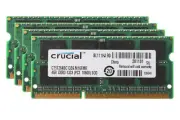 Crucial DDR3 RAM 16GB 4X 4GB PC3-10600S 1333Mhz SODIMM 204Pin Laptop Memory CL9