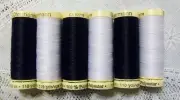 NEW 3 Black 3 white GUTERMANN 100% polyester thread 110 yard spools
