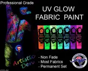 UV Neon Glow Fabric Paint & Glow In The Dark Fabric Paint UV Neon 7 x 50ml
