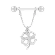 Geometrical Four Leaf Clover Pendant Nipple Ring Bead Chain Piercing Body Je WPD