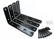 MHMYDZ 4 Pcs Black Steel Heavy Duty"L" Corner Brace Joint Angle Bracket Shelf