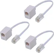 RJ45 to RJ11 Converter Adapter Connector, Telephone RJ11 6P4C Female to Ethernet RJ45 8P8C Male Converter Cord (3 Pack White)