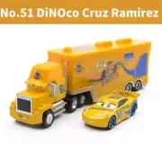 2Pcs Disney Pixar Cars No.51 Dinoco Cruz Ramirez Hauler Truck Die-cast Toy Car