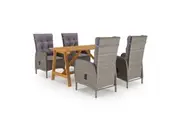 vidaXL Garden Dining Set 5 Piece Outdoor Table and Chair Furniture Black/Grey