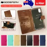 Apple iPhone X XR XS MAX Leather Flip Wallet Cover Case Stand Mercury Goospery