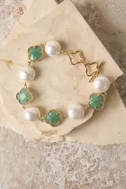 Clover Pearl Bracelet - Amazonite