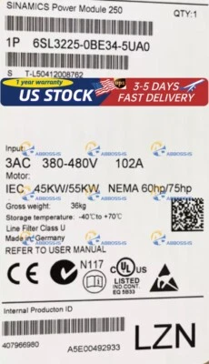 1PCS NEW Siemens frequency converter pm250 6SL3225-0BE34-5UA0