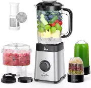 Sangcon Multi-Function Smoothie Blender, 4 Containers, 3 Blade Attachments, Safe