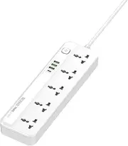 BELEAAD, Extension Cord with 5 Outlets, 4 USB Ports (PD 20W, QC 18W), Surge Protector, 2M Thickened Cable, Power Strip with Multi-Protection,Fast Charging for Home/Office, 2500W Max