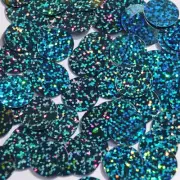 Round Flat Sequin 18mm Top Hole Light Sapphire Blue Hologram Glitter Sparkle