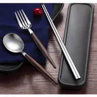 在飛比找momo購物網優惠-【ONE HOUSE】304仿木不銹鋼餐具組 餐具(湯匙+筷