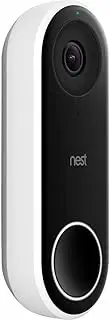 [Google] Nest Hello Video Two Way Communication Ring Doorbell, White/Black