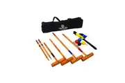 Outdoor Family Premium Wooden Croquet Ball Mallet Game 4 Player Set w/Carry Bag