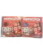 2 Vintage Hopscotch Cross Stitch Fabric Aida 14 Count “15x15” 1 Blue 1 Brown