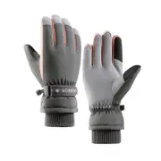 Nevenka Women Winter Ski Gloves Waterproof Touchscreen Anti-Slip Snowboard Gloves-Grey