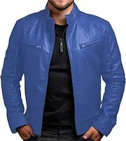 [JEShifangjiusu] Mens Leather Locomotive Jacket Lightweight Closure Locomotive Coat Winter Coat